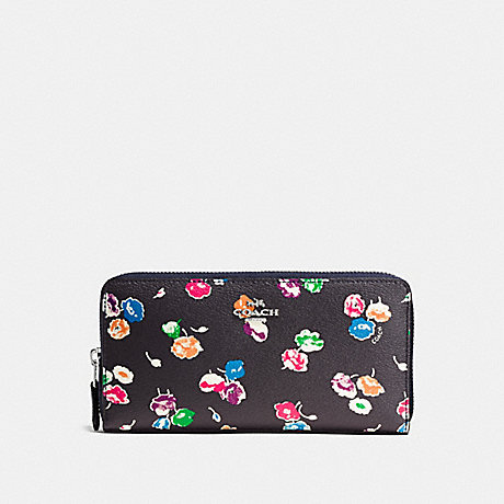 COACH ACCORDION ZIP WALLET IN WILDFLOWER PRINT COATED CANVAS - SILVER/RAINBOW MULTI - f53770