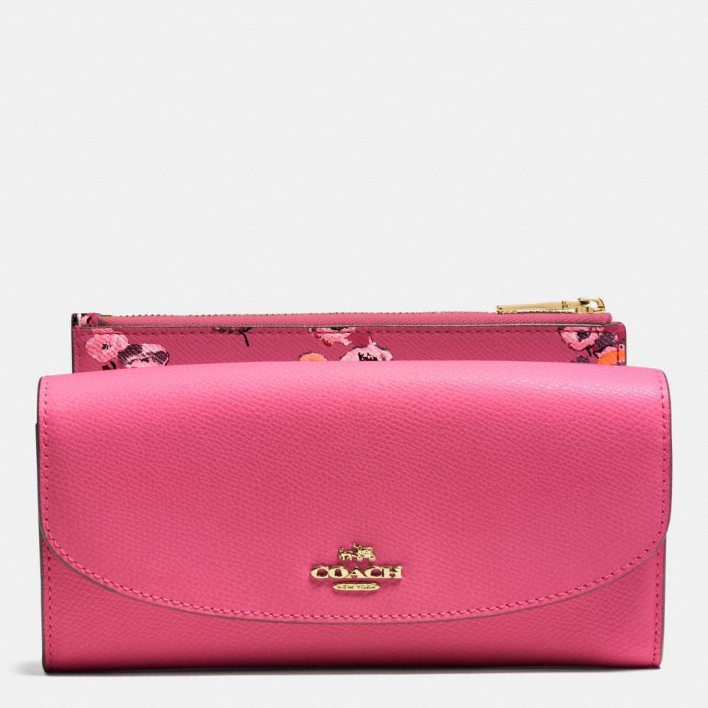COACH F53771 Pop Slim Envelope In Wildflower Print Crossgrain Leather  IMITATION GOLD/DAHLIA