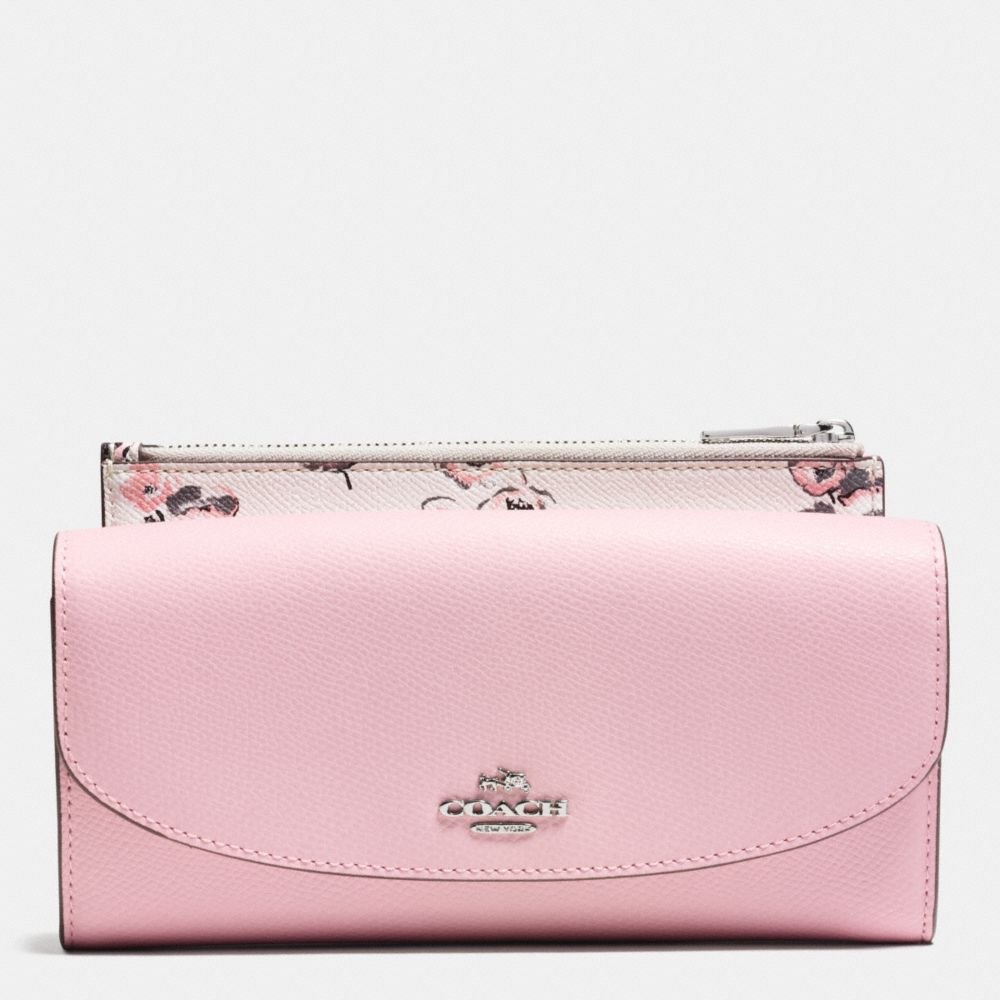 COACH POP SLIM ENVELOPE IN WILDFLOWER PRINT CROSSGRAIN LEATHER - SILVER/PETAL MULTI - f53771