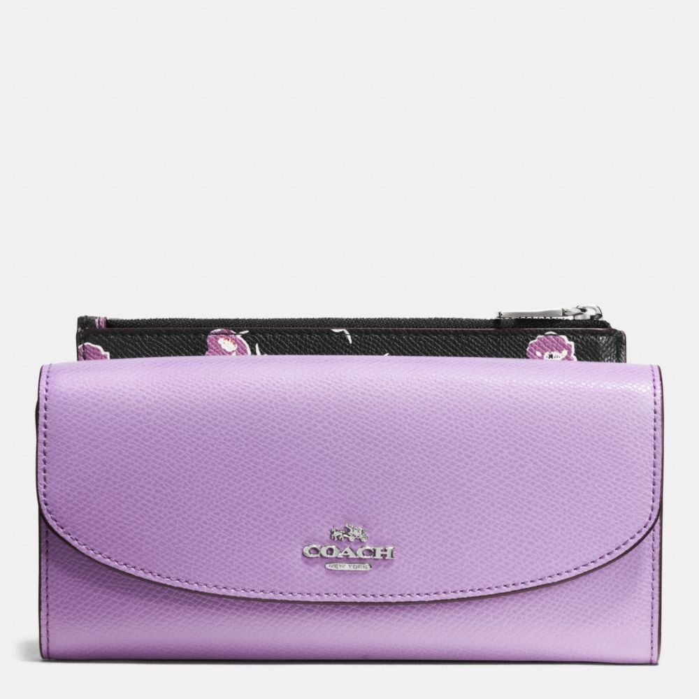 COACH F53771 POP SLIM ENVELOPE IN WILDFLOWER PRINT CROSSGRAIN LEATHER SILVER/LILAC-MULTI