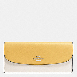 COACH F53777 Soft Wallet In Colorblock Crossgrain Leather SILVER/CANARY MULTI