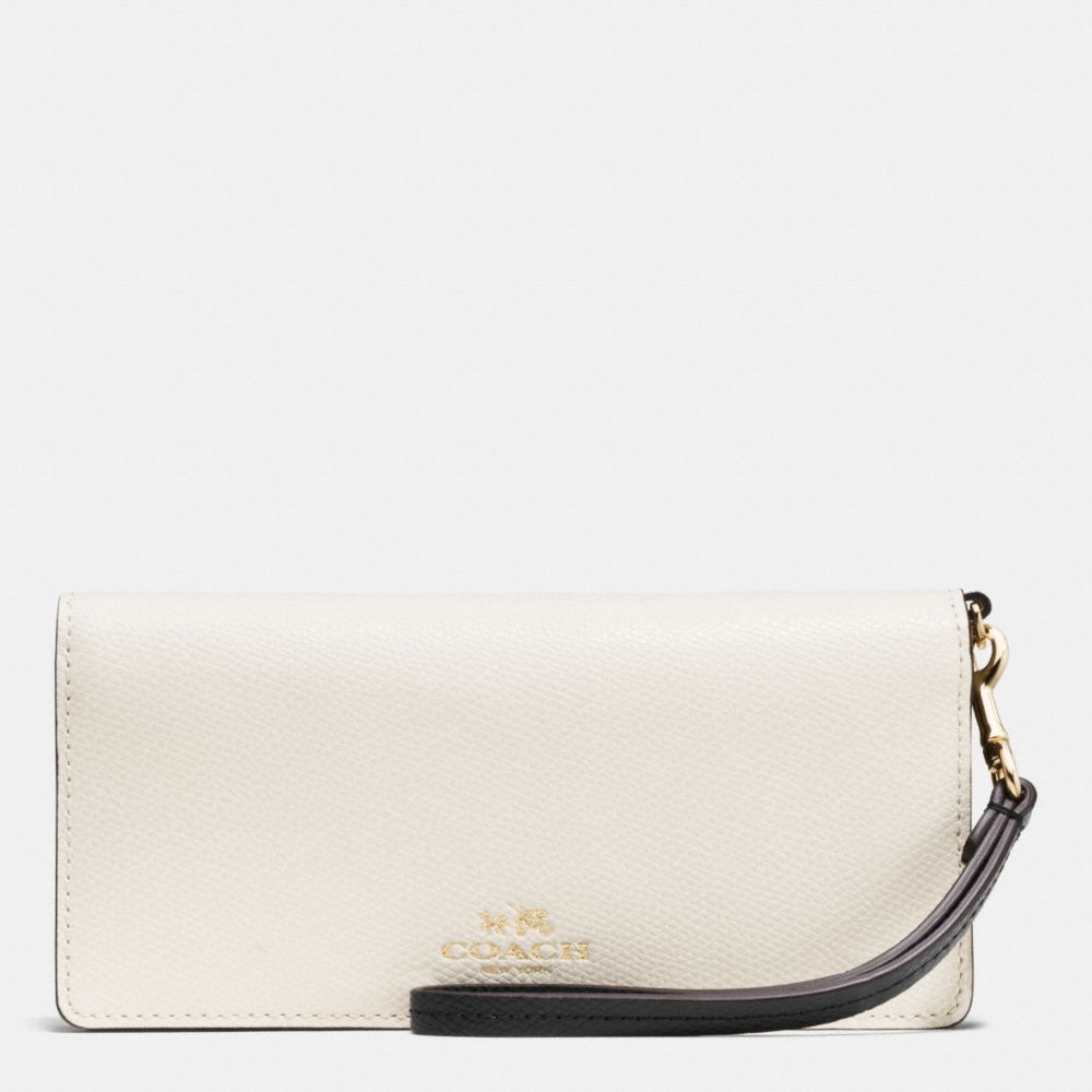 SLIM WALLET IN COLORBLOCK CROSSGRAIN LEATHER - f53778 - IMITATION GOLD/CHALK/GREY BIRCH