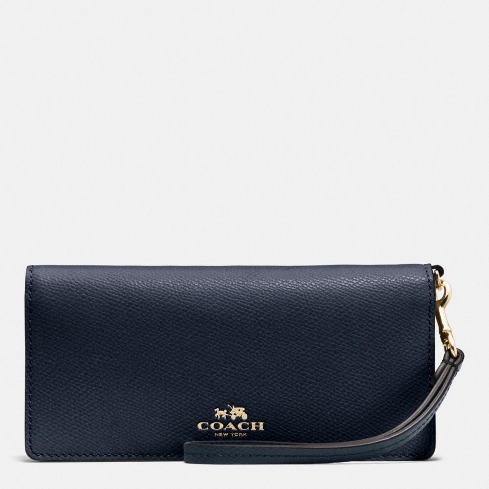 SLIM WALLET IN COLORBLOCK CROSSGRAIN LEATHER - f53778 - IMITATION GOLD/MIDNIGHT/GREY BIRCH