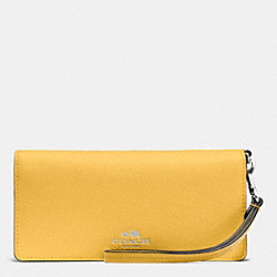 COACH F53778 - SLIM WALLET IN COLORBLOCK CROSSGRAIN LEATHER SILVER/CANARY MULTI