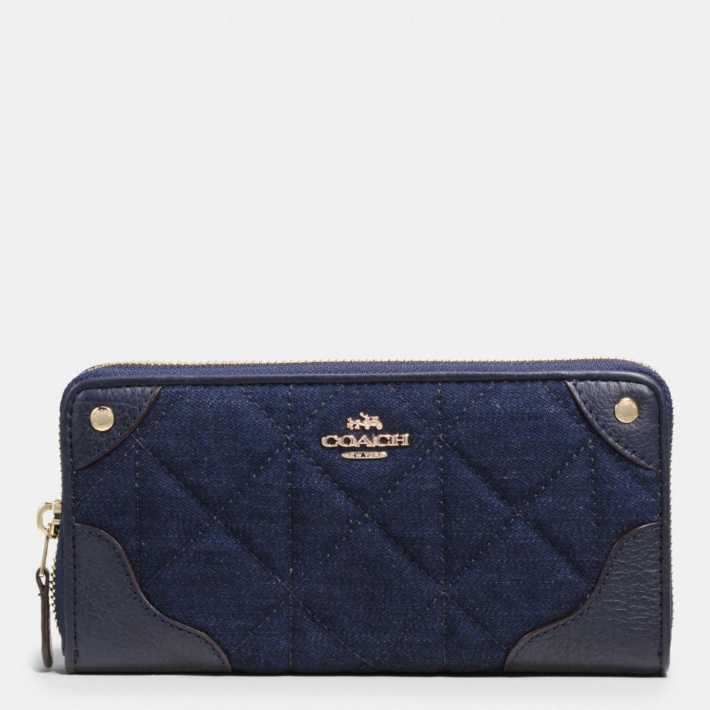 MICKIE ACCORDION ZIP WALLET IN DENIM SIGNATURE COATED CANVAS - f53781 - IMITATION GOLD/DENIM