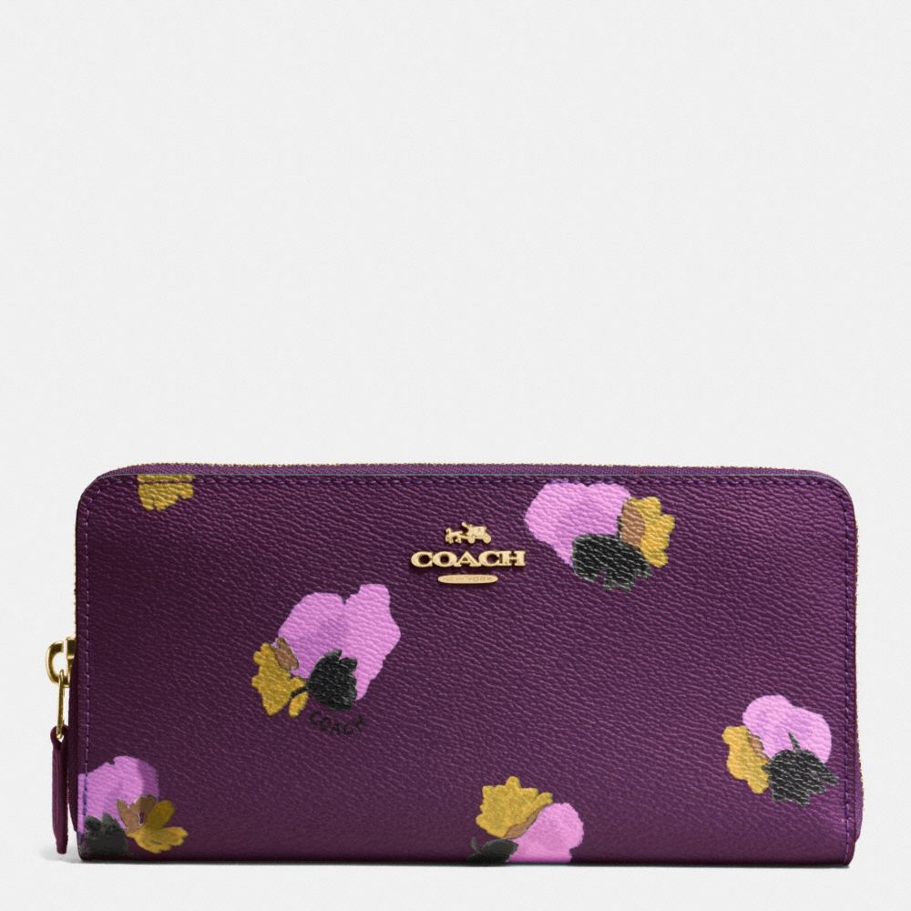 COACH F53794 ACCORDION ZIP WALLET IN FLORAL PRINT COATED CANVAS LIGHT-GOLD/PLUM-MULTI