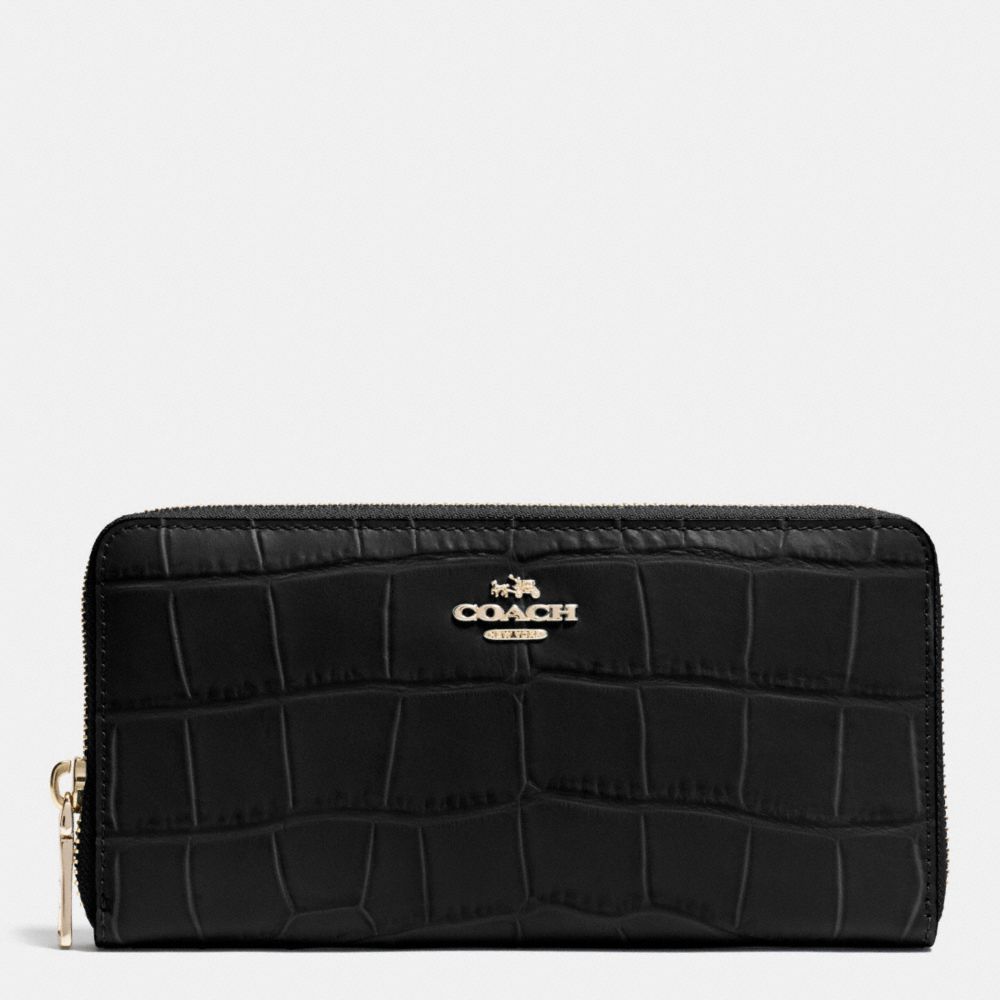 ACCORDION ZIP WALLET IN CROC EMBOSSED LEATHER - IMITATION GOLD/BLACK - COACH F53836