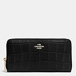 ACCORDION ZIP WALLET IN CROC EMBOSSED LEATHER - IMITATION GOLD/BLACK - COACH F53836