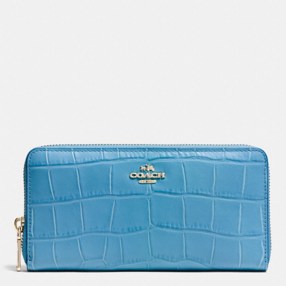ACCORDION ZIP WALLET IN CROC EMBOSSED LEATHER - IMITATION GOLD/BLUEJAY - COACH F53836