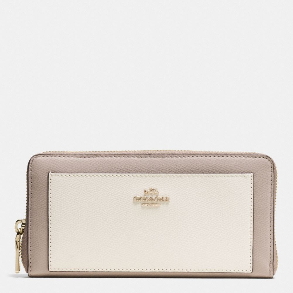 ACCORDION ZIP WALLET IN COLORBLOCK CROSSGRAIN LEATHER - IMITATION GOLD/CHALK/GREY BIRCH - COACH F53838