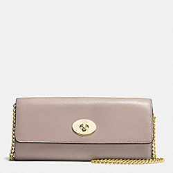 TURNLOCK SLIM ENVELOPE IN SMOOTH LEATHER - IMITATION GOLD/GREY BIRCH - COACH F53890