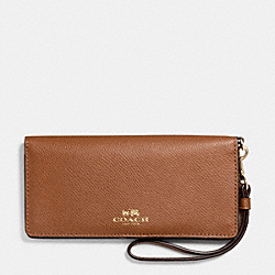 SLIM WALLET IN RAINBOW COLORBLOCK LEATHER - IMITATION GOLD/SADDLE MULTI - COACH F53894