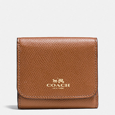 COACH SMALL WALLET IN RAINBOW COLORBLOCK LEATHER - IMITATION GOLD/SADDLE MULTI - f53895