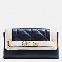 COACH BLAKE WALLET IN QUILTED COLORBLOCK LEATHER - IMITATION GOLD/MIDNIGHT/CHALK - F53910