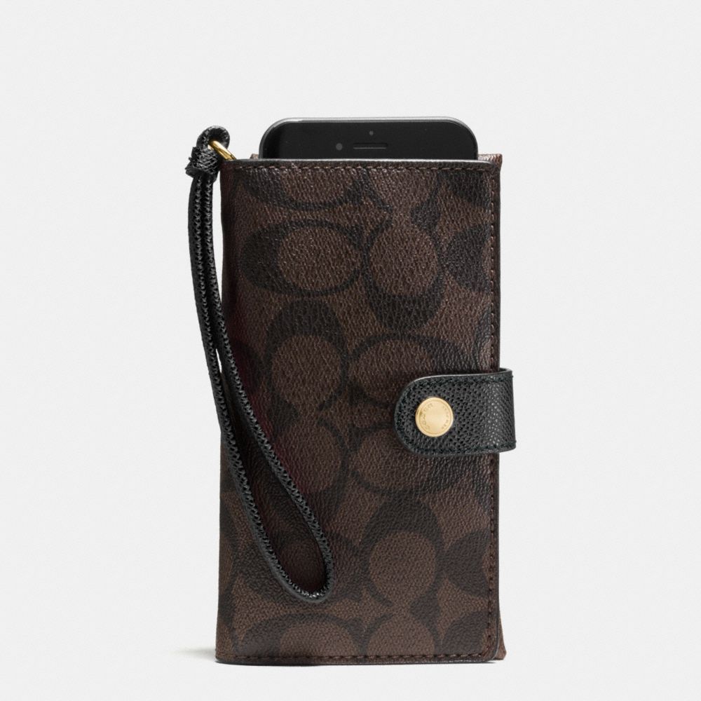 PHONE CLUTCH IN SIGNATURE - IMITATION GOLD/BROWN/BLACK - COACH F53975