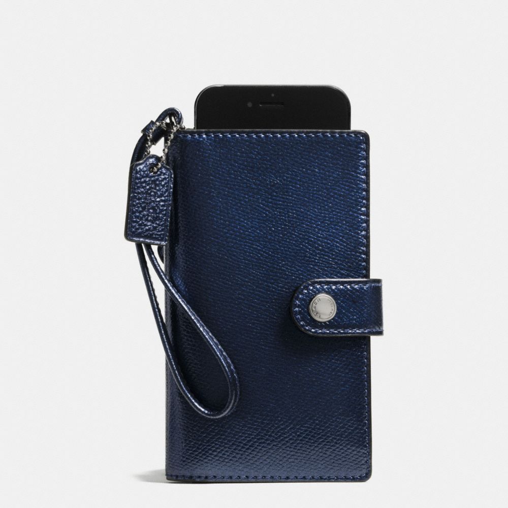 PHONE CLUTCH IN CROSSGRAIN LEATHER - SILVER/METALLIC MIDNIGHT - COACH F53977