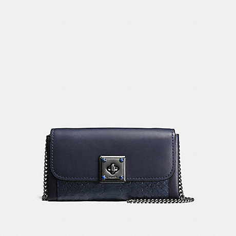 COACH DRIFTER WALLET IN EXOTIC EMBOSSED LEATHER - MIDNIGHT NAVY/ - f53994