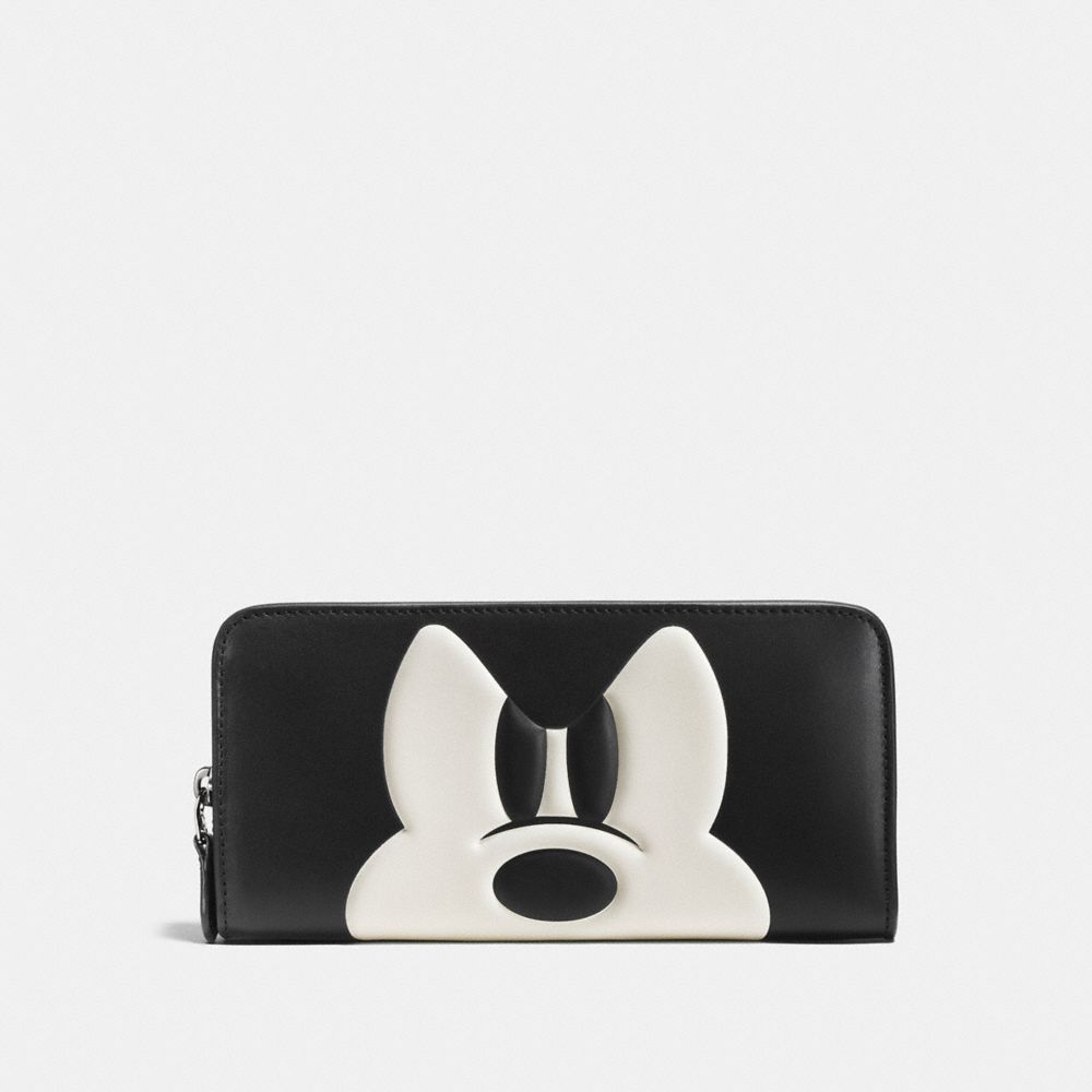 MICKEY ACCORDION ZIP WALLET IN GLOVETANNED LEATHER - DARK GUNMETAL/BLACK - COACH F54000