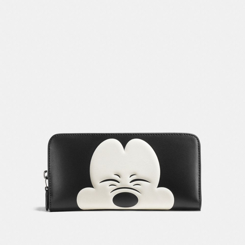 MICKEY ACCORDION ZIP WALLET IN GLOVETANNED LEATHER - DARK GUNMETAL/BLACK2 - COACH F54000