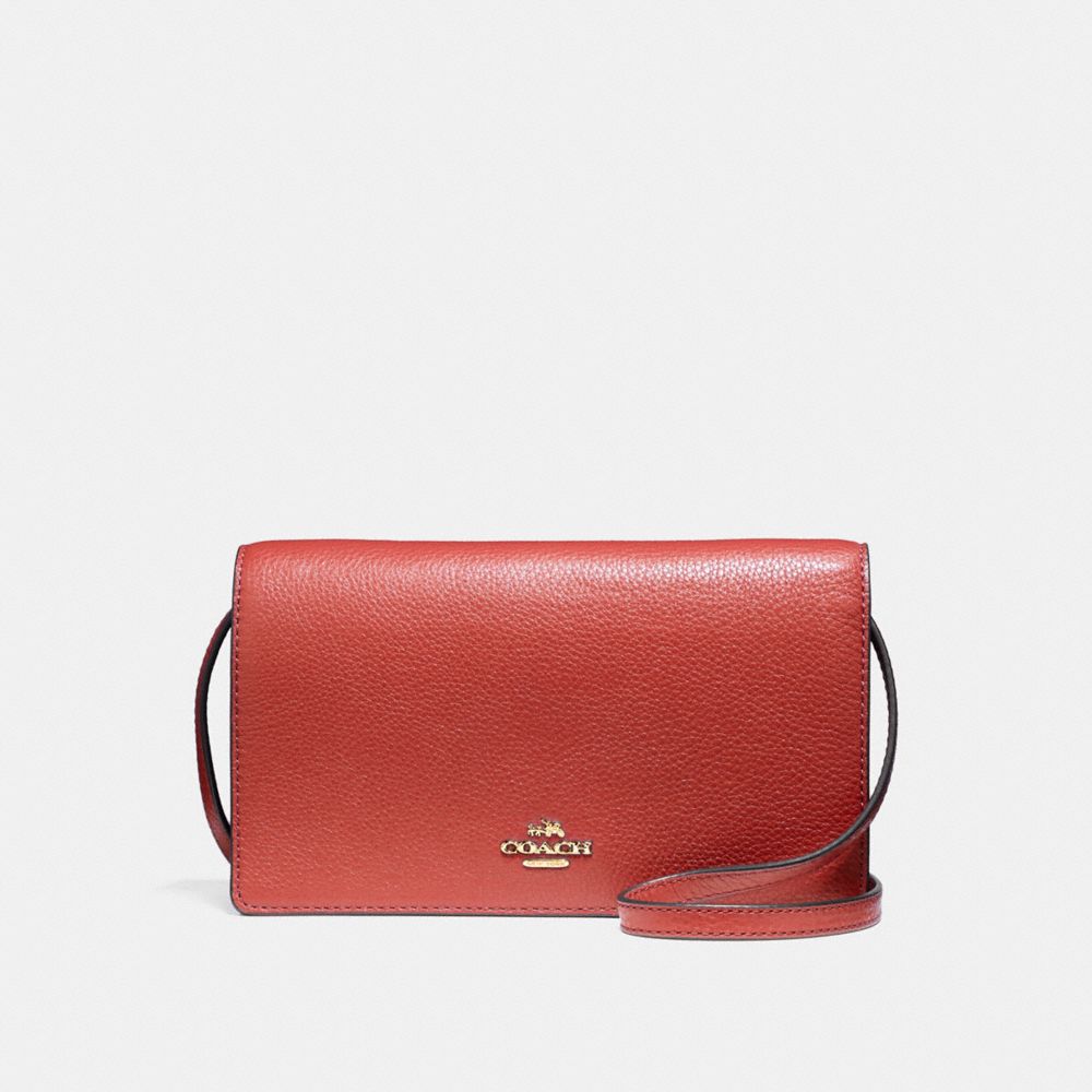 FOLDOVER CROSSBODY CLUTCH - TERRACOTTA 2/LIGHT GOLD - COACH F54002