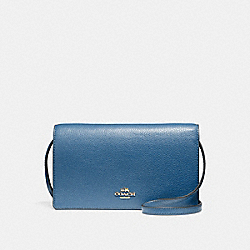 FOLDOVER CROSSBODY CLUTCH - f54002 - INK BLUE/LIGHT GOLD