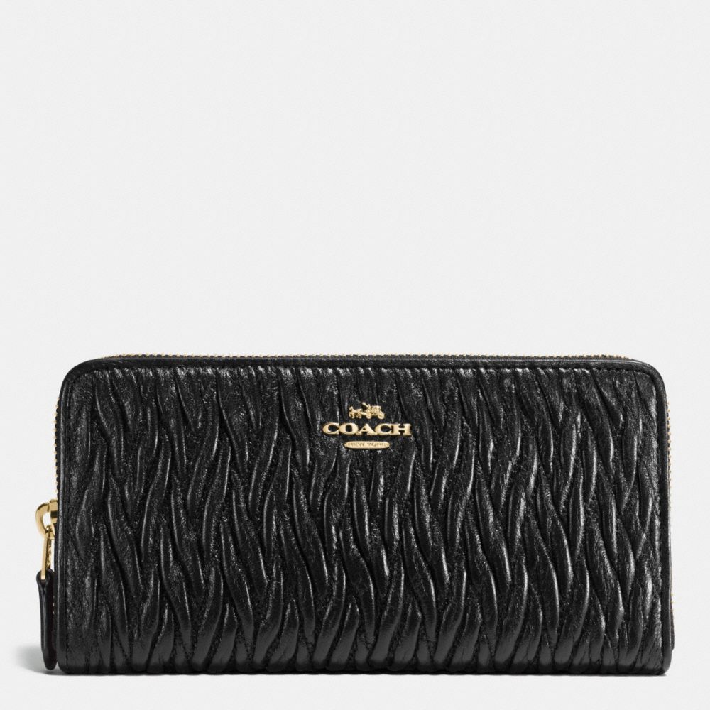 COACH F54003 Accordion Zip Wallet In Gathered Twist Leather IMITATION GOLD/BLACK