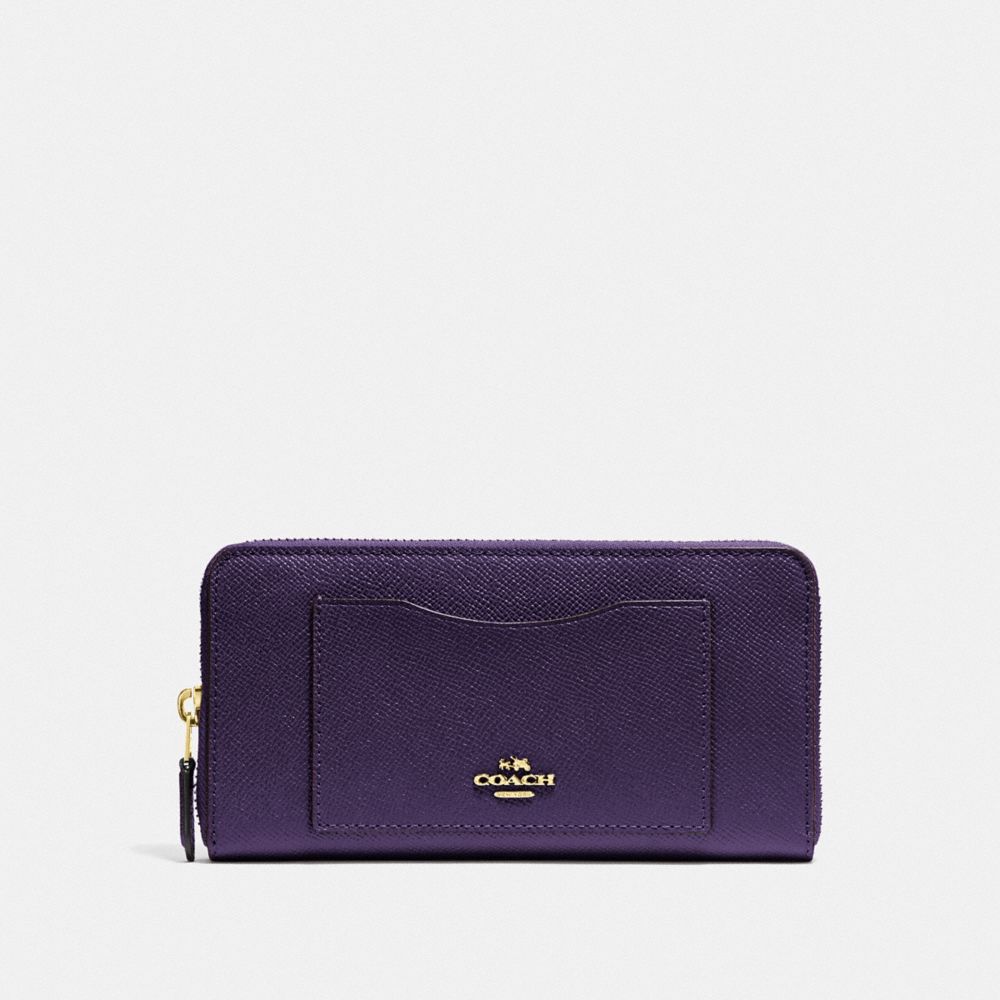 COACH ACCORDION ZIP WALLET - DARK PURPLE/IMITATION GOLD - F54007