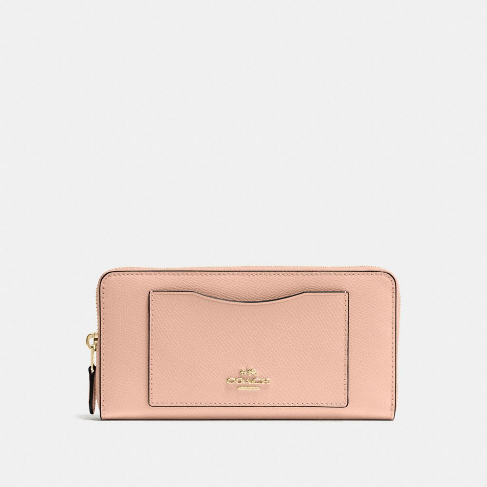 COACH F54007 Accordion Zip Wallet In Crossgrain Leather IMITATION GOLD/NUDE PINK