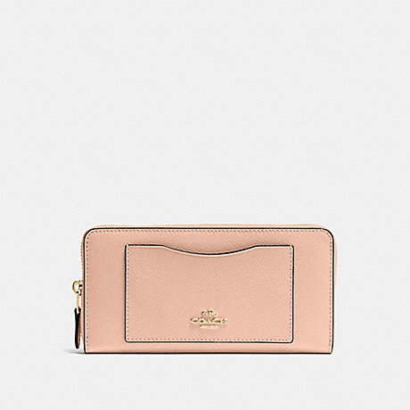 COACH ACCORDION ZIP WALLET IN CROSSGRAIN LEATHER - IMITATION GOLD/NUDE PINK - f54007
