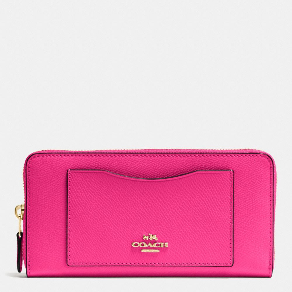 COACH ACCORDION ZIP WALLET IN CROSSGRAIN LEATHER - IMITATION GOLD/PINK RUBY - f54007