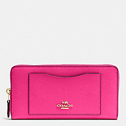 COACH F54007 - ACCORDION ZIP WALLET IN CROSSGRAIN LEATHER IMITATION GOLD/PINK RUBY