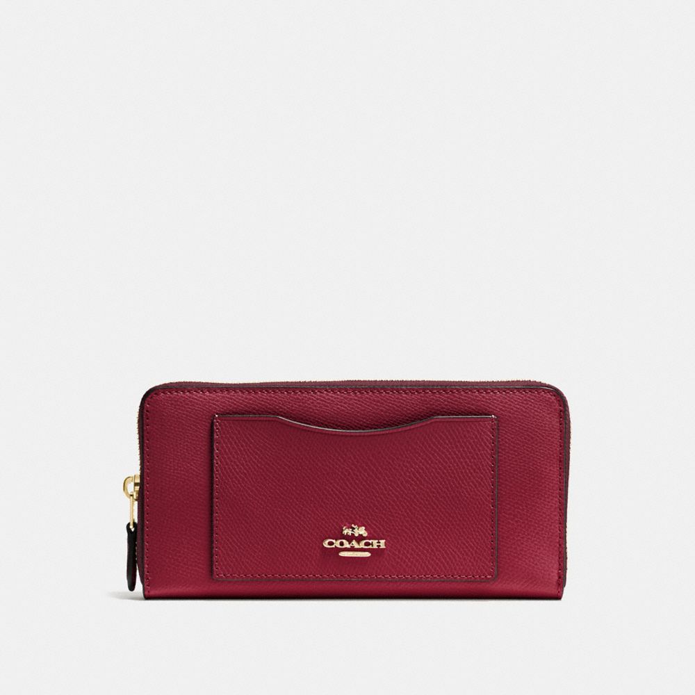 COACH ACCORDION ZIP WALLET - CHERRY /LIGHT GOLD - F54007