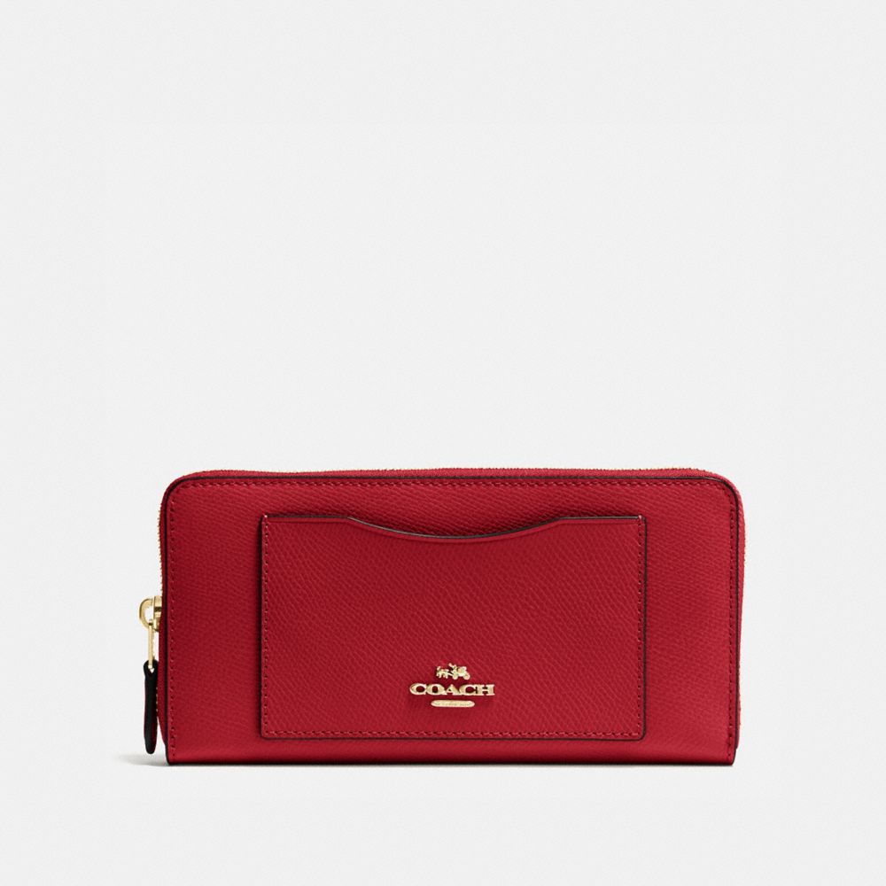 COACH ACCORDION ZIP WALLET IN CROSSGRAIN LEATHER - IMITATION GOLD/TRUE RED - f54007