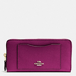 COACH F54007 - ACCORDION ZIP WALLET IN CROSSGRAIN LEATHER IMITATION GOLD/FUCHSIA