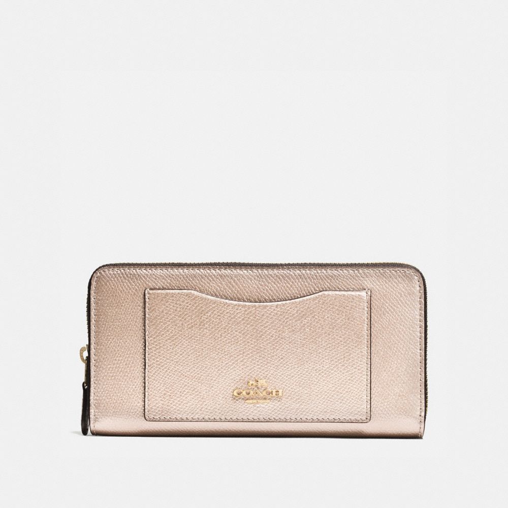 COACH ACCORDION ZIP WALLET IN CROSSGRAIN LEATHER - IMITATION GOLD/PLATINUM - f54007