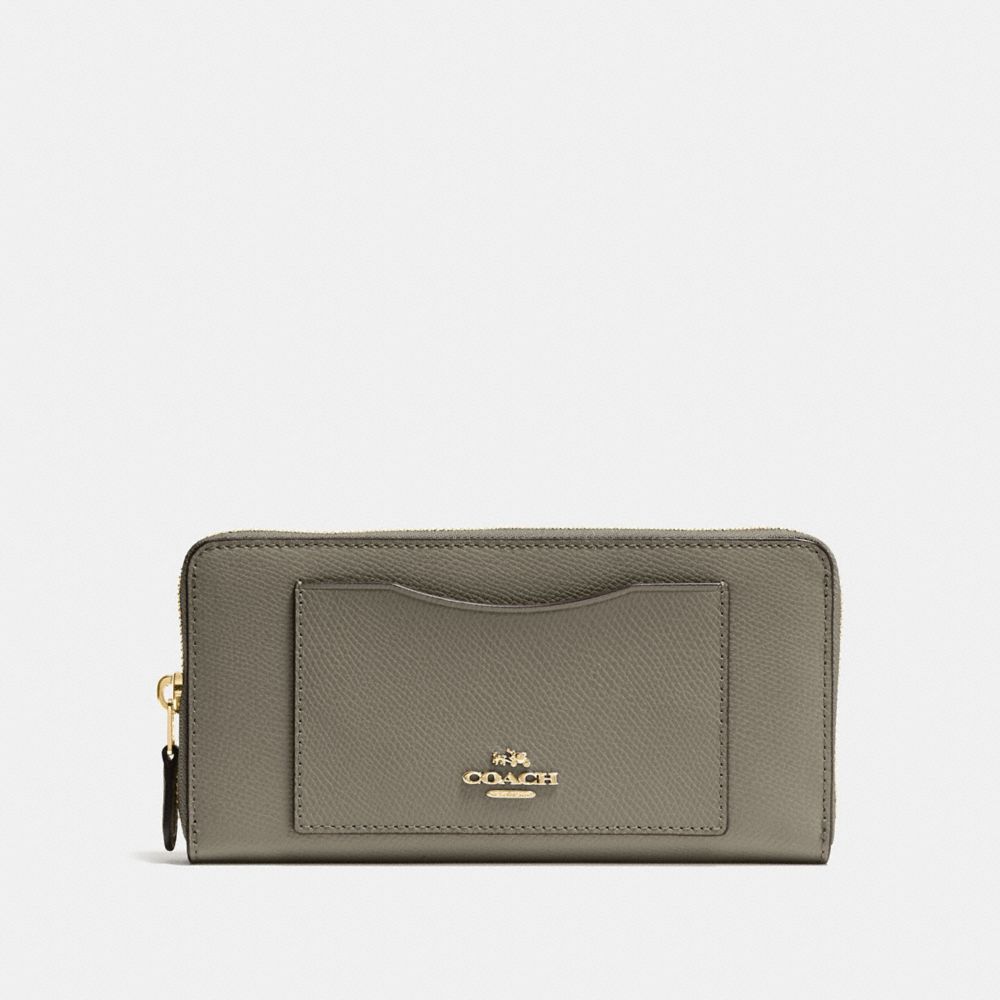 COACH ACCORDION ZIP WALLET - MILITARY GREEN/GOLD - F54007