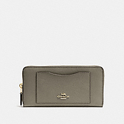 COACH F54007 - ACCORDION ZIP WALLET MILITARY GREEN/GOLD