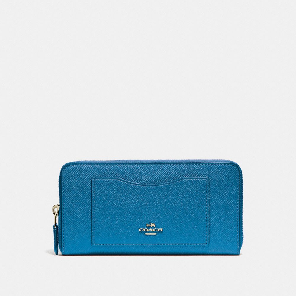 COACH ACCORDION ZIP WALLET - INK BLUE/LIGHT GOLD - f54007