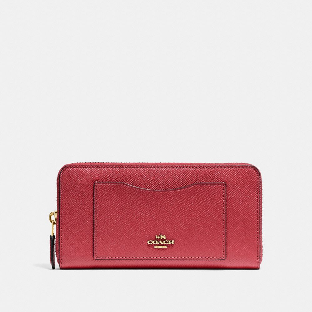 COACH F54007 - ACCORDION ZIP WALLET WASHED RED/GOLD
