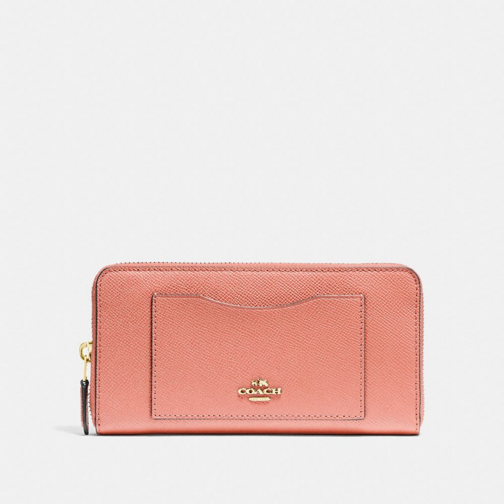 COACH F54007 - ACCORDION ZIP WALLET LIGHT CORAL/GOLD