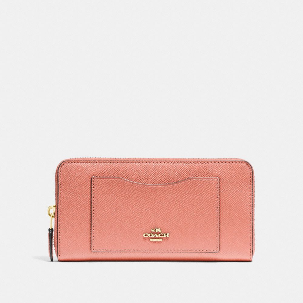 COACH ACCORDION ZIP WALLET - LIGHT CORAL/GOLD - F54007