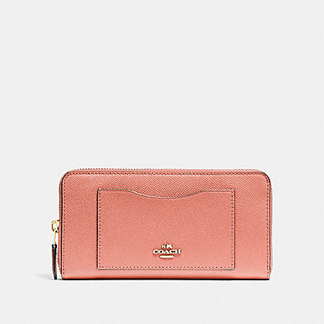 COACH ACCORDION ZIP WALLET - LIGHT CORAL/GOLD - F54007