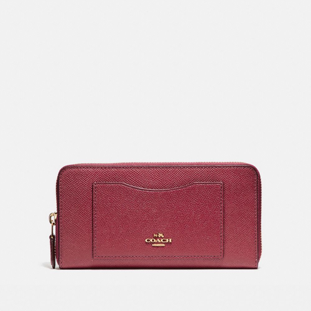 COACH F54007 ACCORDION ZIP WALLET ROUGE/GOLD