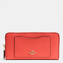 COACH ACCORDION ZIP WALLET IN CROSSGRAIN LEATHER - IMITATION GOLD/WATERMELON - F54007