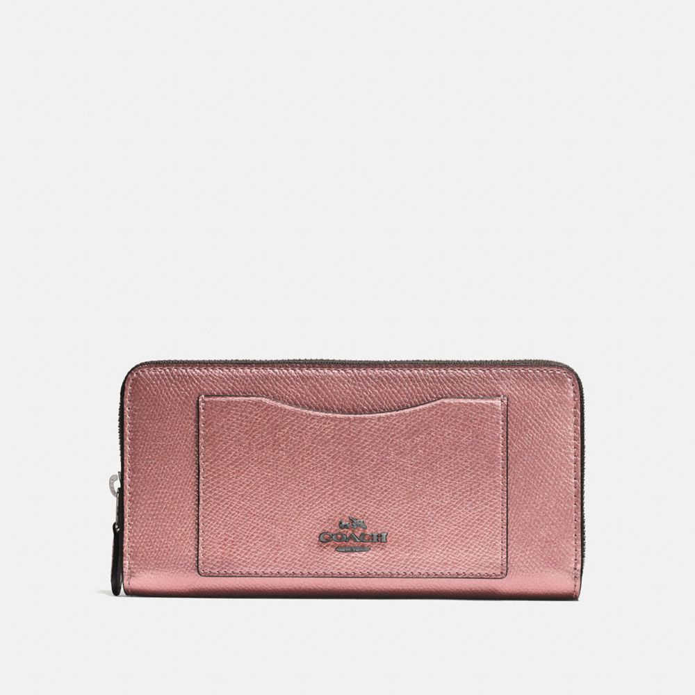 COACH F54007 ACCORDION ZIP WALLET QB/METALLIC DARK BLUSH