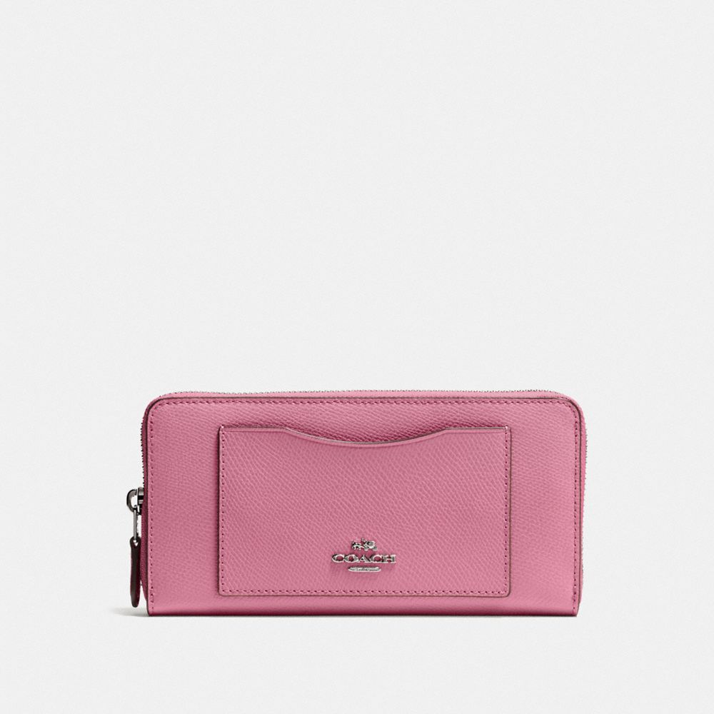 COACH ACCORDION ZIP WALLET - QB/PINK ROSE - F54007