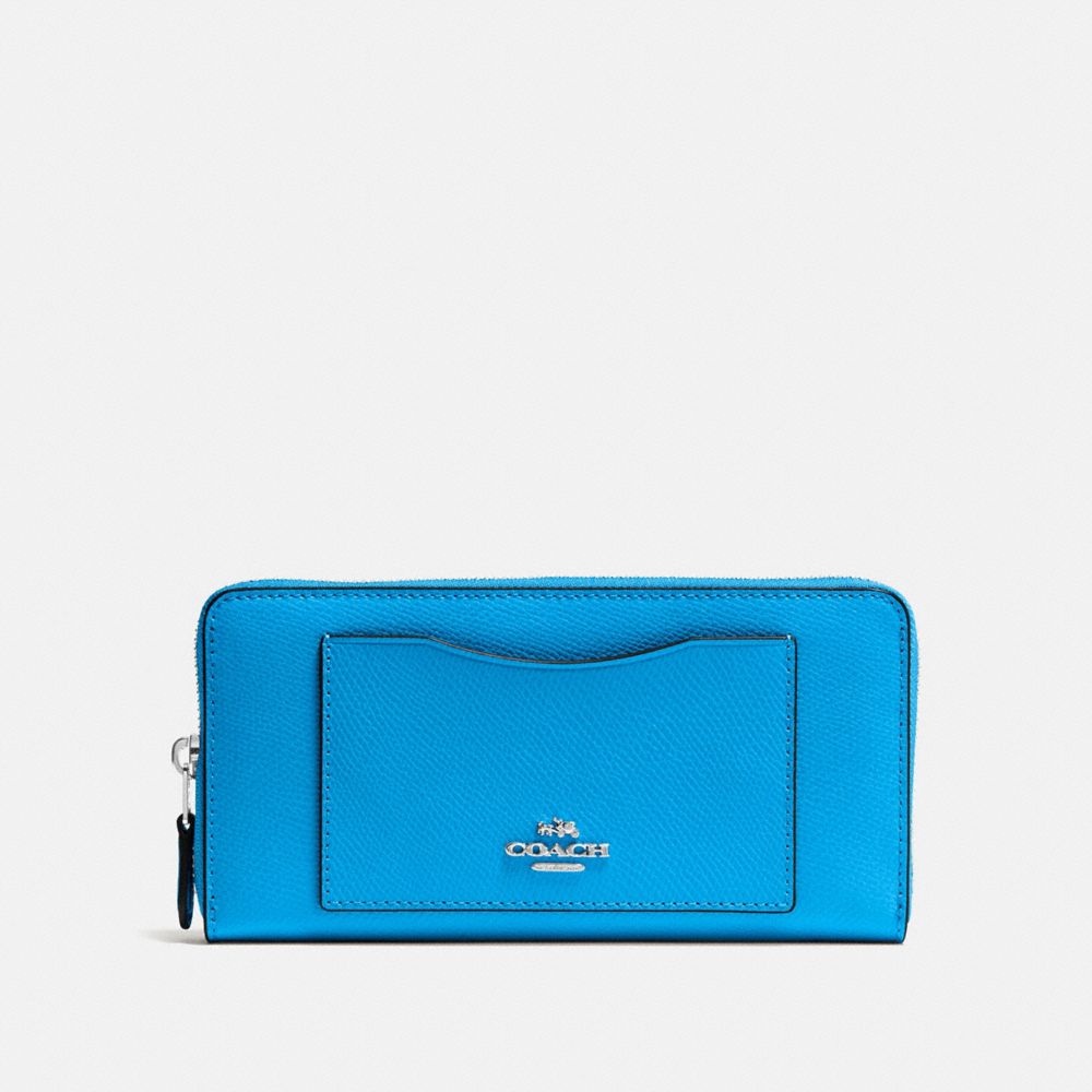 COACH F54007 ACCORDION ZIP WALLET BRIGHT BLUE/SILVER