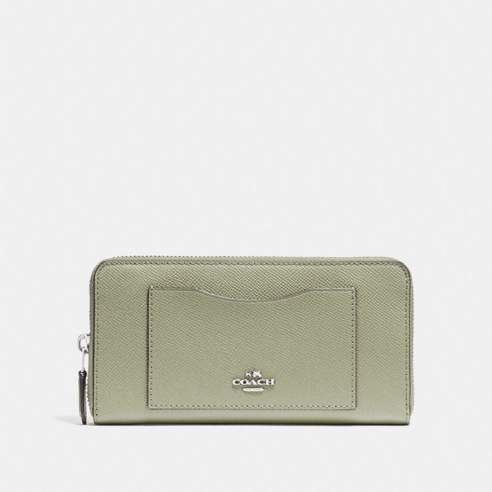 COACH ACCORDION ZIP WALLET - PALE GREEN/SILVER - F54007