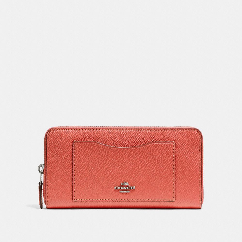 COACH F54007 ACCORDION ZIP WALLET CORAL 2/SILVER