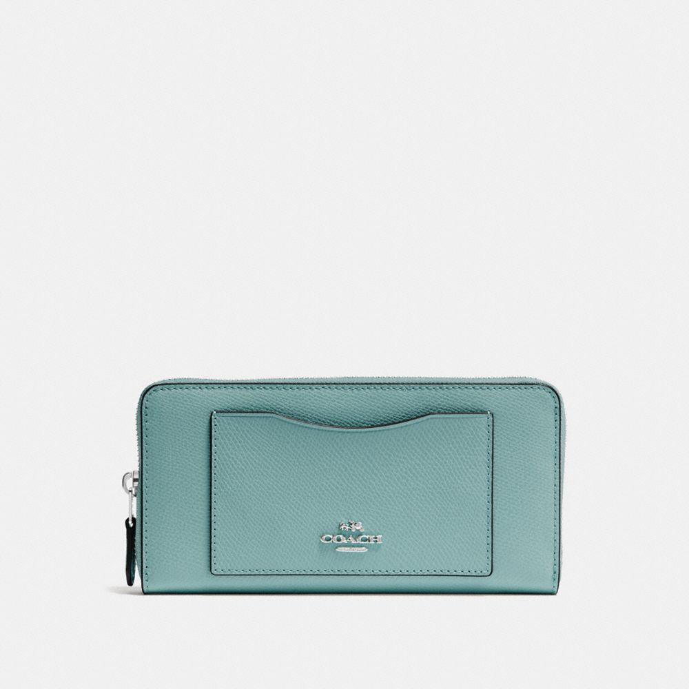 COACH F54007 ACCORDION ZIP WALLET AQUAMARINE/SILVER